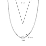 TI SENTO Silver Tennis Necklace. Crafted from 925 sterling silver and plated with platinum for lasting brilliance, this necklace features a dazzling row of white cubic zirconia stones