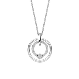 TI SENTO Silver Necklace showcasing a captivating design that embodies celestial elegance. Crafted from 925 sterling silver and then plated with precious platinum