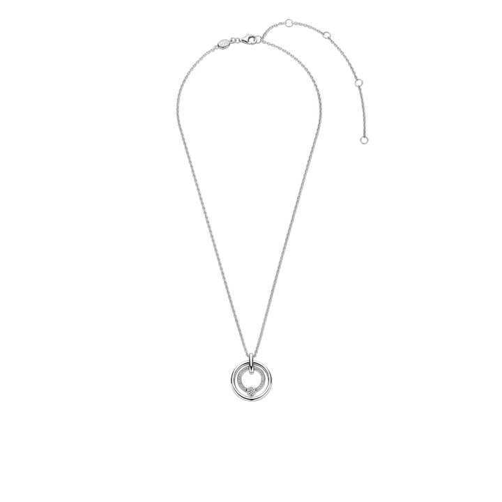 TI SENTO Silver Necklace showcasing a captivating design that embodies celestial elegance. Crafted from 925 sterling silver and then plated with precious platinum