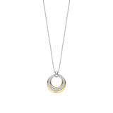  silver necklace with an 18ct gold vermeil circular pendant 