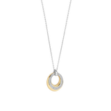  silver necklace with an 18ct gold vermeil circular pendant 