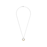  silver necklace with an 18ct gold vermeil circular pendant 