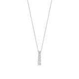 necklace is crafted from high-quality 925 sterling silver and features a refined pendant set with a vertical row of five zirconia stones