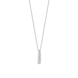 necklace is crafted from high-quality 925 sterling silver and features a refined pendant set with a vertical row of five zirconia stones