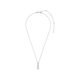 necklace is crafted from high-quality 925 sterling silver and features a refined pendant set with a vertical row of five zirconia stones