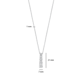 necklace is crafted from high-quality 925 sterling silver and features a refined pendant set with a vertical row of five zirconia stones