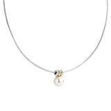 two tone cz pearl necklace