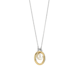 two tone cz pearl pendant necklace