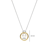 two tone cz pearl pendant necklace