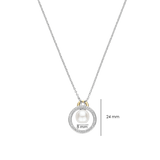 two tone cz pearl pendant necklace
