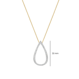 gold chain with silver drop cz pendant