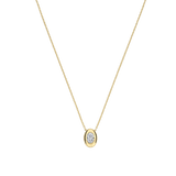 yellow gold oval cz pendant necklace
