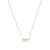 two tone necklace with cz pendant
