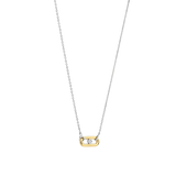 two tone necklace with cz pendant