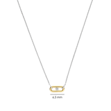 two tone necklace with cz pendant