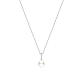 silver necklace with cz and pearl pendant