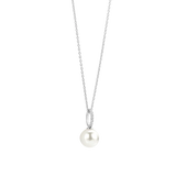 silver necklace with cz and pearl pendant