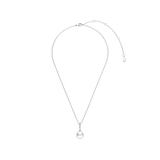 silver necklace with cz and pearl pendant