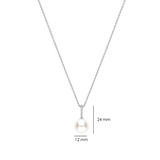 silver necklace with cz and pearl pendant