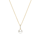 Yellow gold necklace with cz pearl pendant