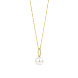 Yellow gold necklace with cz pearl pendant