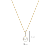 Yellow gold necklace with cz pearl pendant