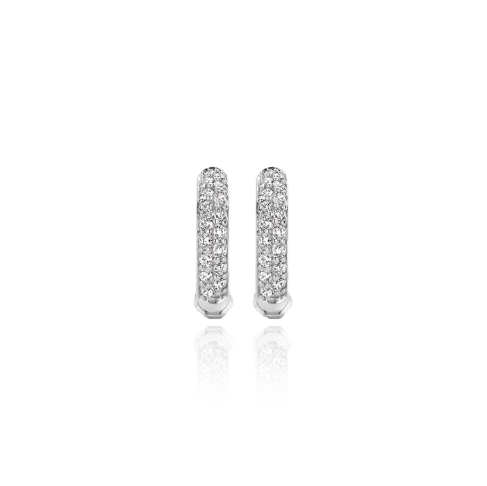 TI SENTO earrings are made from rhodium plated sterling silver and pavé set with brilliant-cut cubic zirconias laid out in two rows