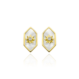 ti sento milano cz cubic zirconia stones mother of pearl yellow gold stud earrings