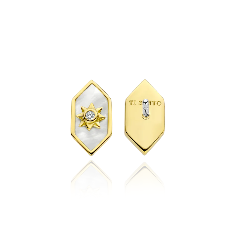 ti sento milano cz cubic zirconia stones mother of pearl yellow gold stud earrings