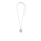  TI SENTO necklace is made of rhodium plated sterling silver. The pendant has a transparent green crystal as well as pavé-set zirconias 