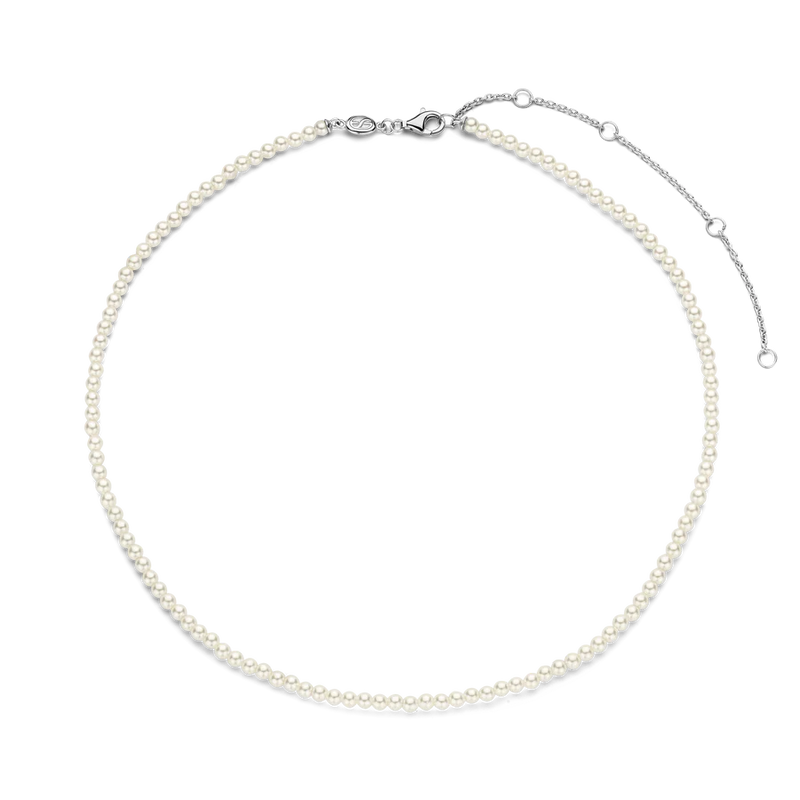 TI SENTO pearl silver necklace flaunts a stream of lustrous white pearls