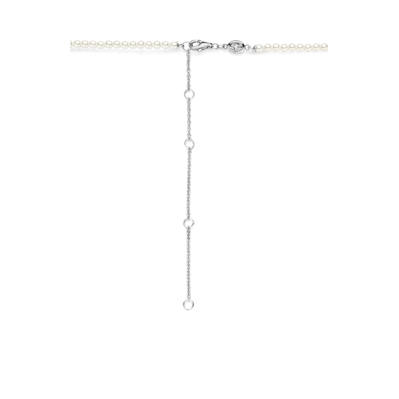 TI SENTO pearl silver necklace flaunts a stream of lustrous white pearls