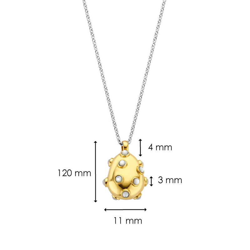 TI SENTO gold-plated silver nugget necklace features mother of pearl doublets handset on its round pendant