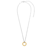 TI SENTO gold-plated silver necklace flaunts a circular pendant with a gold-plated structured design. Its clip-eye is handset with a pavé of white cubic zirconia stones