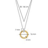 TI SENTO gold-plated silver necklace flaunts a circular pendant with a gold-plated structured design. Its clip-eye is handset with a pavé of white cubic zirconia stones