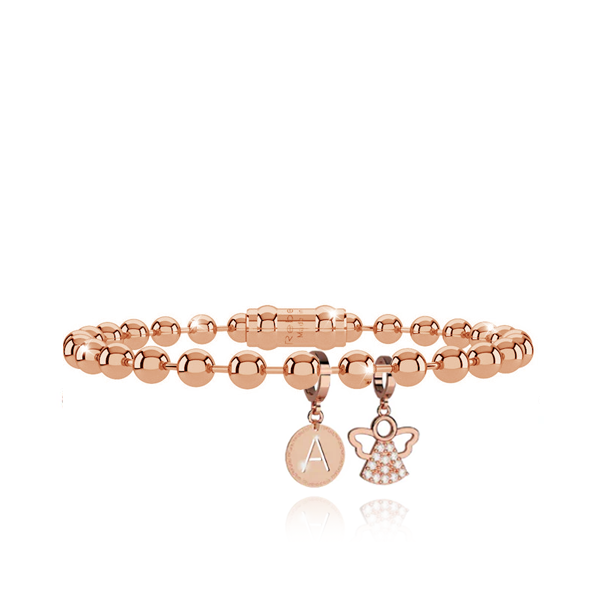 Rebecca Rose Angel Charm & Initial Bracelet