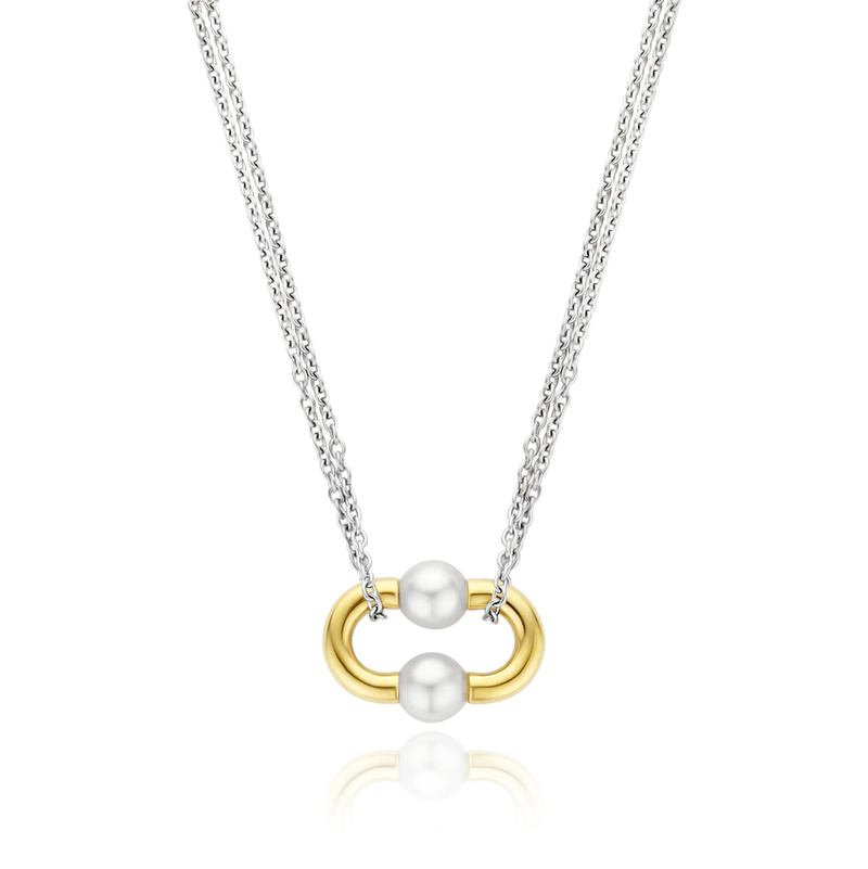 ti sento milano yellow gold pearls pendant silver necklace