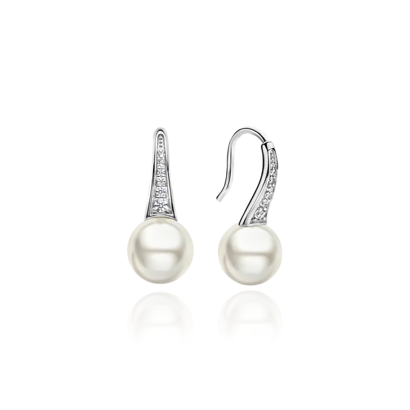 ti sento milano silver cz cubic zirconia stones pearl drop earrings