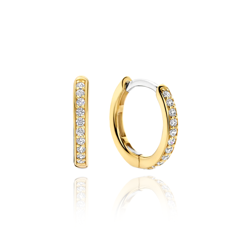 TI SENTO gold-plated small hoops adorned with a dazzling pave of tiny cubic zirconia