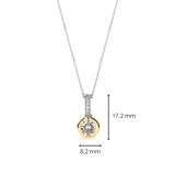 TI SENTO pendant has a large zirconia in the middle, set in a smooth setting that is yellow gold plated with yellow gold