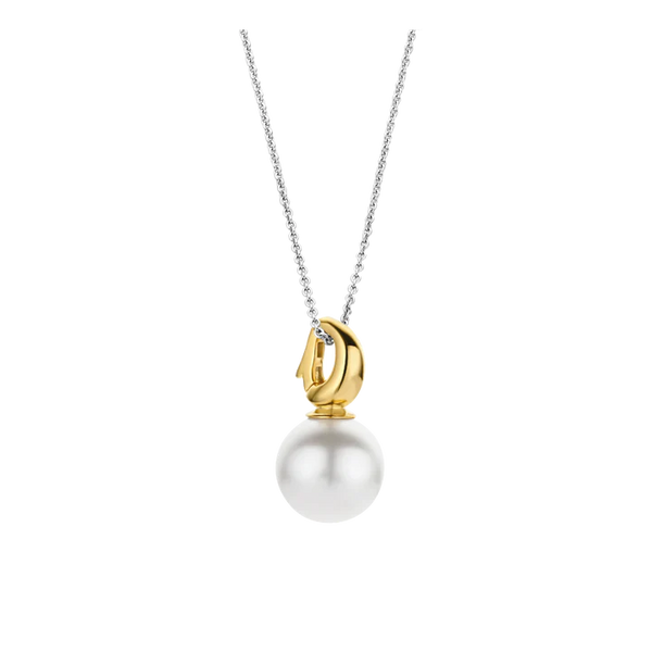 TI SENTO gold-plated silver pendant has a lustrous white pearl