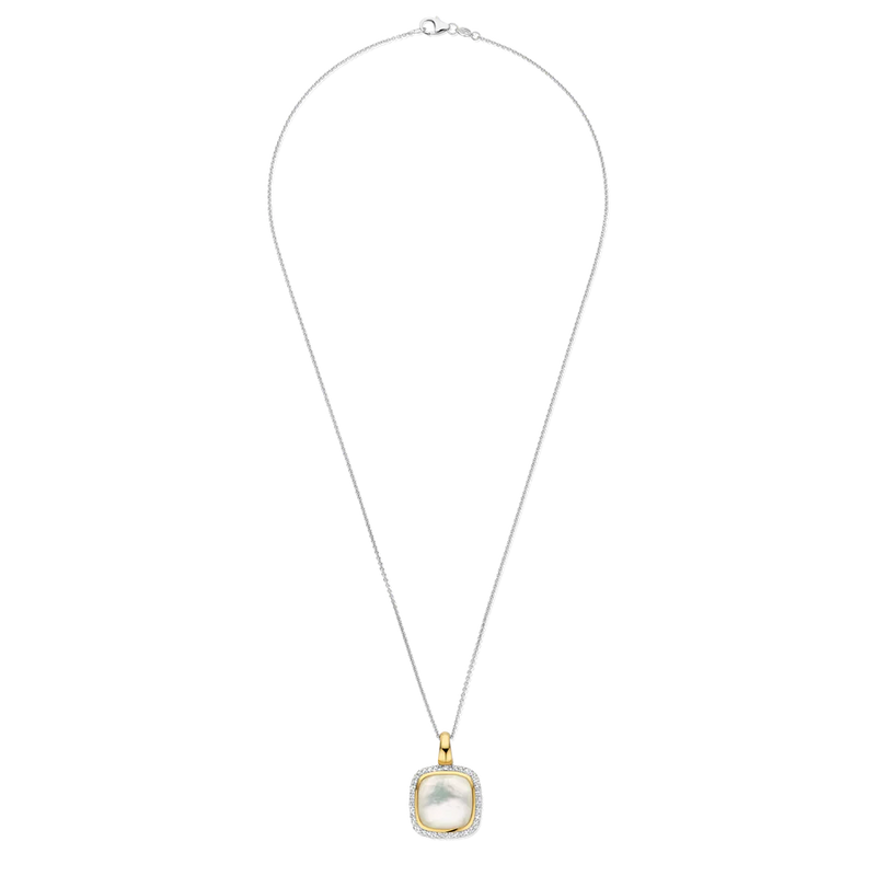 ti sento milano yellow gold silver mother of pearl cz cubic zirconia stones pendant necklace