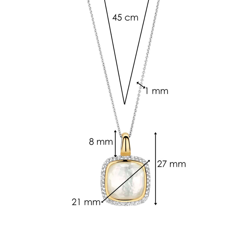 ti sento milano yellow gold silver mother of pearl cz cubic zirconia stones pendant necklace