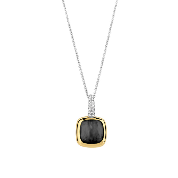 ti sento milano yellow gold black stone cz cubic zirconia pendant necklace