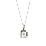  TI SENTO gold-plated pendant showcases a mother of pearl cushion shaped stone handset in a radiant yellow gold-plated setting