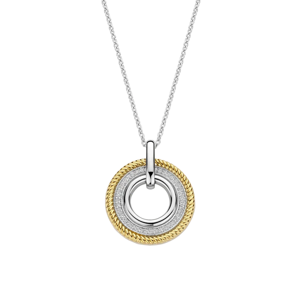 ti sento pendant necklace silver yellow gold cz cubic zirconia stones