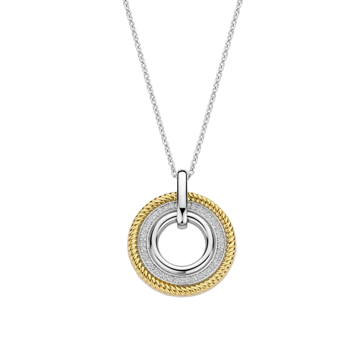 ti sento pendant necklace silver yellow gold cz cubic zirconia stones