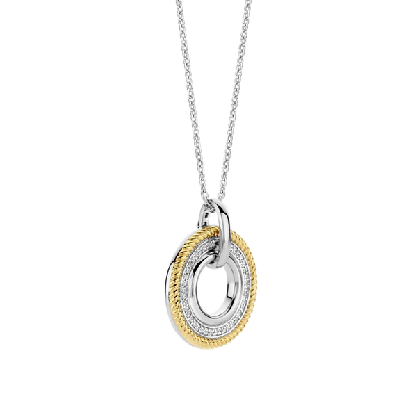 ti sento pendant necklace silver yellow gold cz cubic zirconia stones