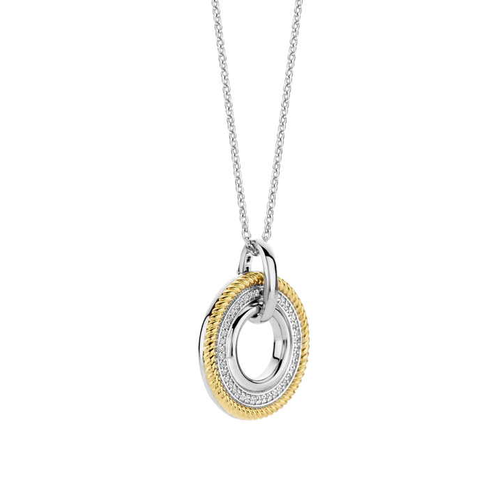 ti sento pendant necklace silver yellow gold cz cubic zirconia stones