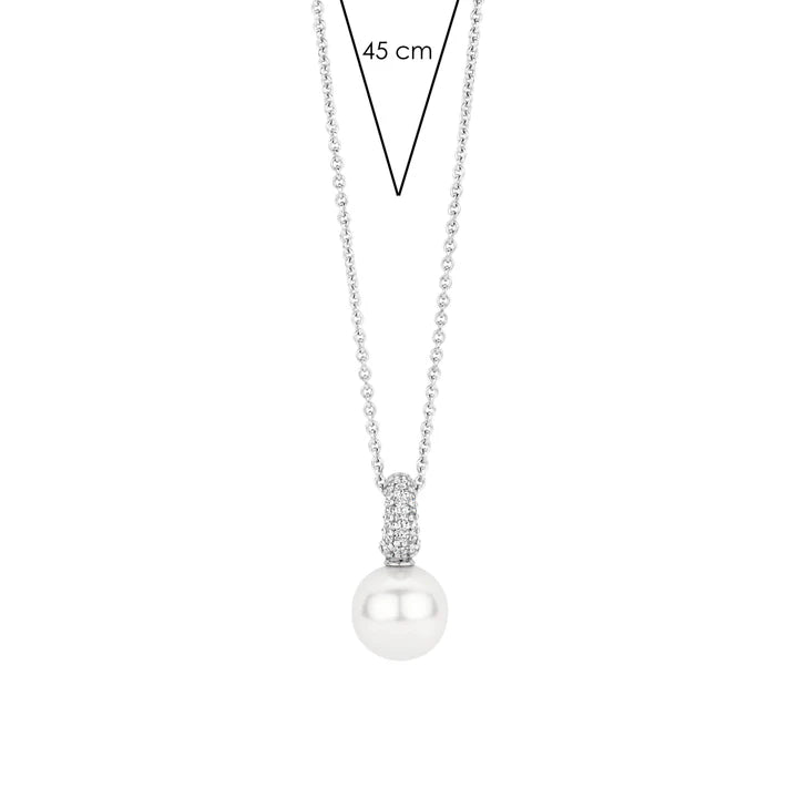 ti sento milano pearl silver cz cubic zirconia stones necklace pendant